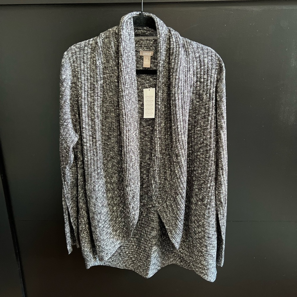 Chico's Heather Gray Draped Cardigan